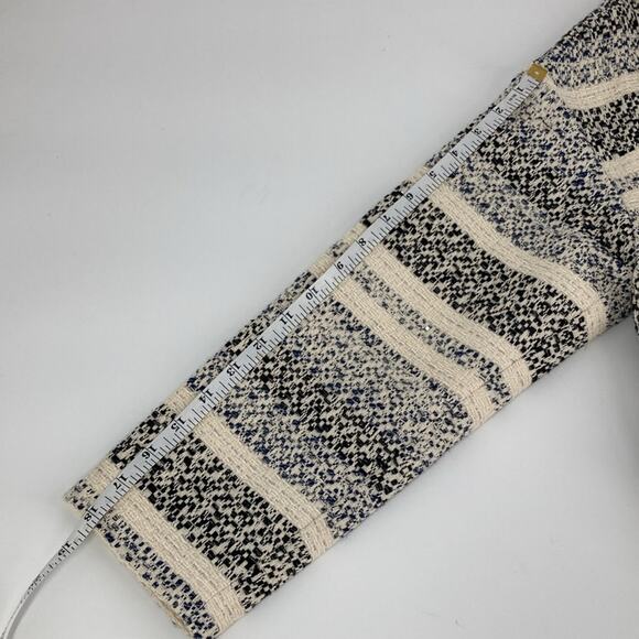 Suzie Winkle Paris Womens Cream Blue Black Striped Jacket Blazer Size 38 - Picture 12 of 16